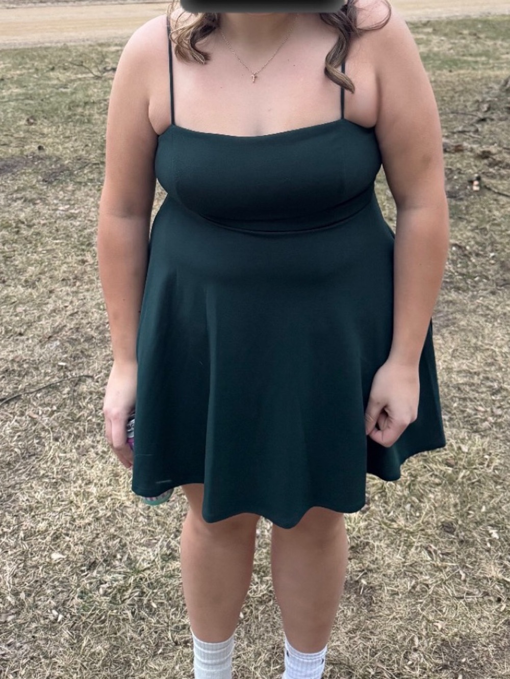 Forest Green Spaghetti Strap Mini Dress